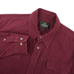 Vtg RedHead Flannel Shirt Mens L Burgundy Cotton Chamois Long‎ Sleeve Workwear